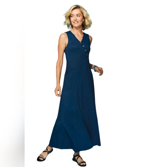 Soft Surroundings Dresses & Skirts - Soft Surroundings Marjorelle Maxi Sleeveless Asymmetric Button Knit Dress Size M